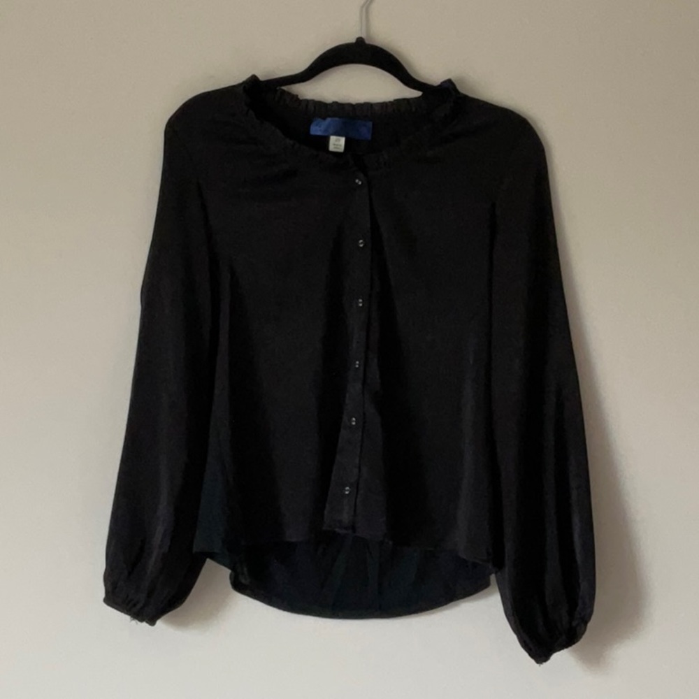 Black velvet long sleeve top